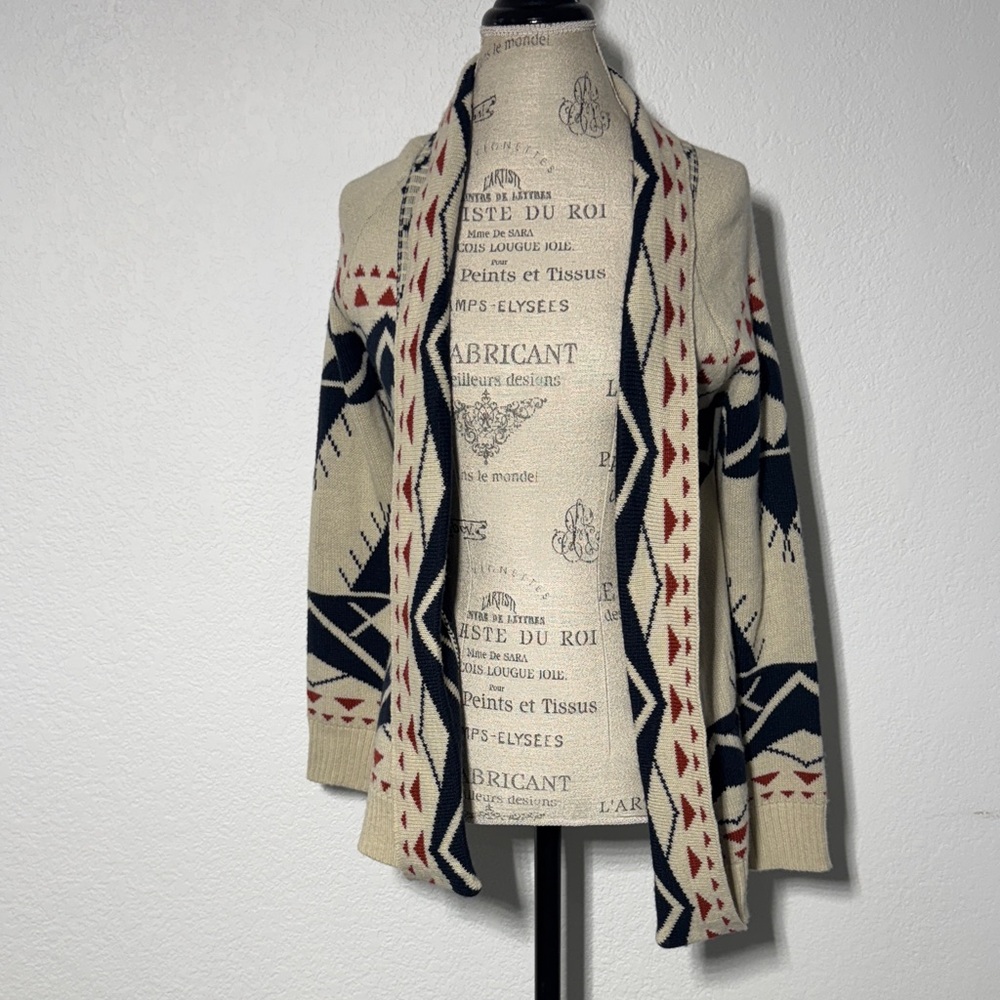 Buttons Cream and Navy Patterned Cardigan